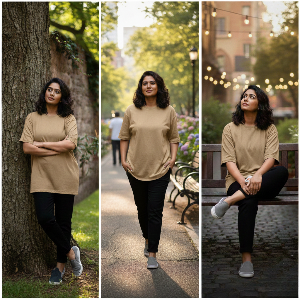 444 Signature Oversize Tee – Beige