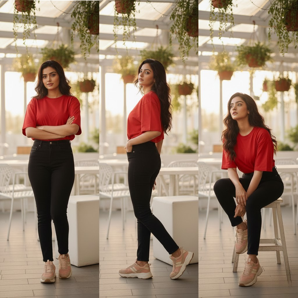 444 Signature Oversize Tee – Crimson