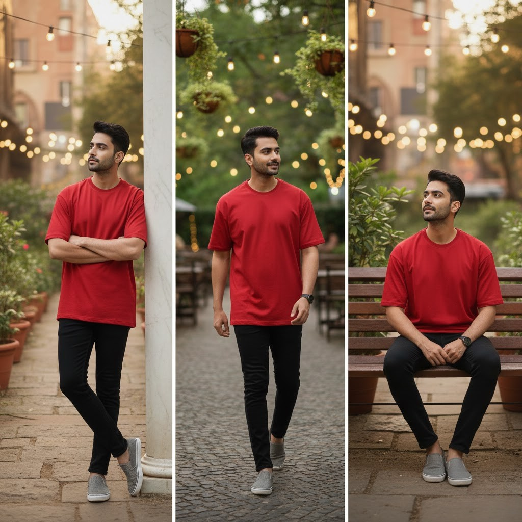 444 Signature Oversize Tee – Crimson