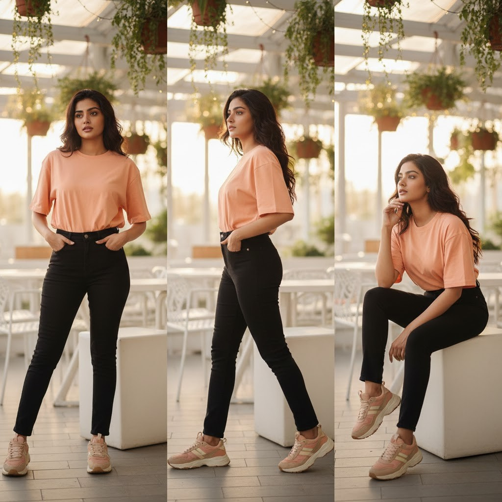 444 Signature Oversize Tee – Soft Peach