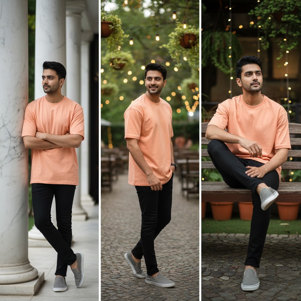 444 Signature Oversize Tee – Soft Peach