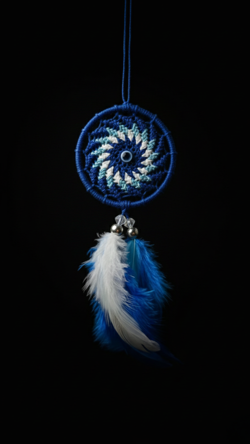 Blue & White Spiral Dreamcatcher